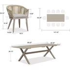 PURPLE LEAF Outdoor Dining Set with Patio Aluminium Dining Table and Wicker Rattan Chairs