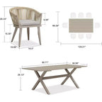 PURPLE LEAF Outdoor Dining Set with Patio Aluminium Dining Table and Wicker Rattan Chairs
