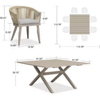PURPLE LEAF Outdoor Dining Set with Patio Aluminium Dining Table and Wicker Rattan Chairs