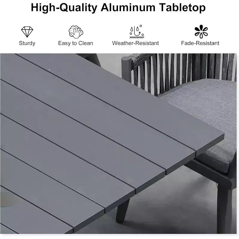 PURPLE LEAF Outdoor Dining Set with Patio Aluminium Dining Table and Wicker Rattan Chairs