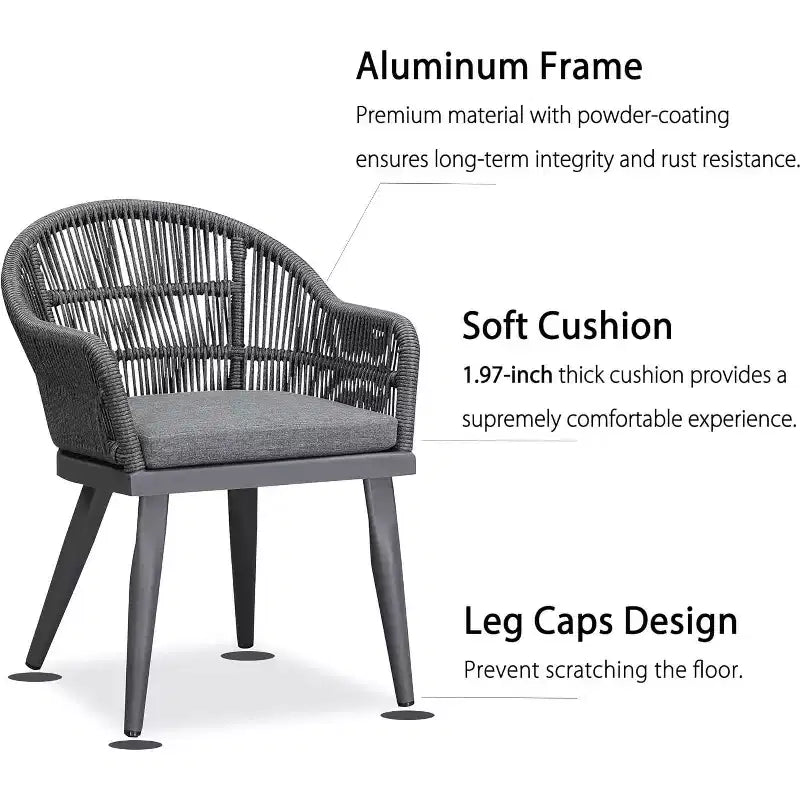 PURPLE LEAF Outdoor Dining Set with Patio Aluminium Dining Table and Wicker Rattan Chairs