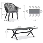 PURPLE LEAF Outdoor Dining Set with Patio Aluminium Dining Table and Wicker Rattan Chairs