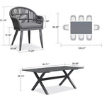PURPLE LEAF Outdoor Dining Set with Patio Aluminium Dining Table and Wicker Rattan Chairs
