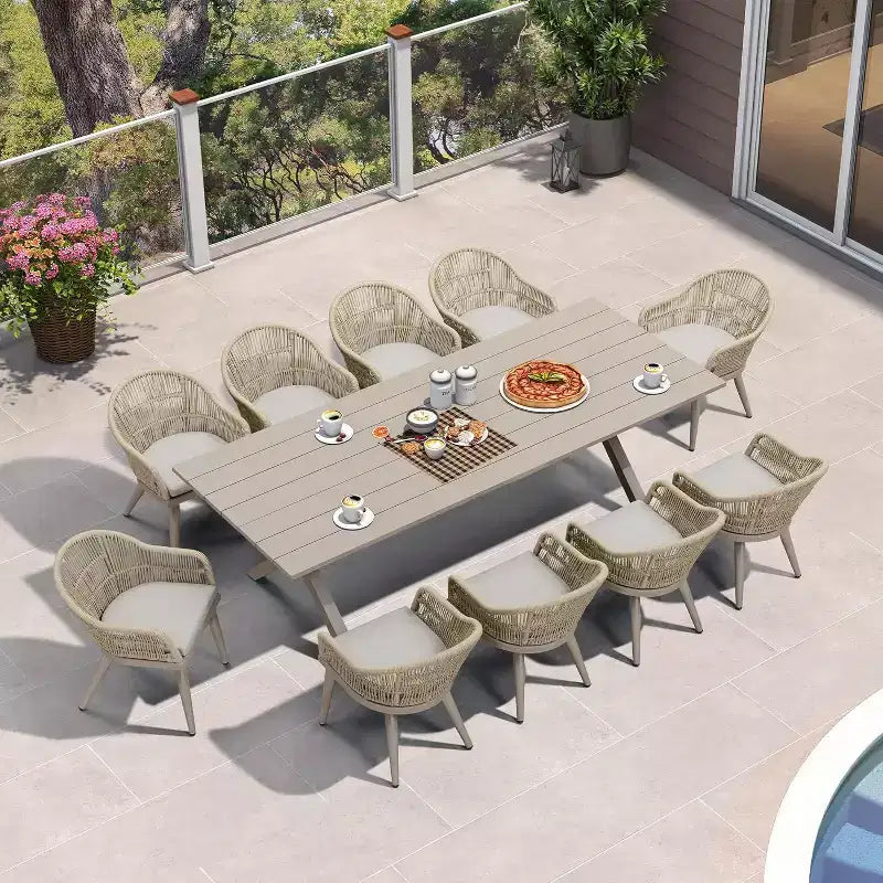 PURPLE LEAF Outdoor Dining Set with Patio Aluminium Dining Table and Wicker Rattan Chairs