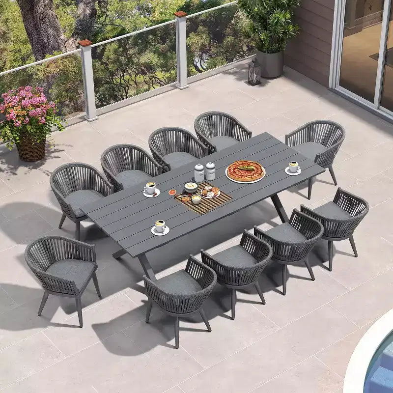 PURPLE LEAF Outdoor Dining Set with Patio Aluminium Dining Table and Wicker Rattan Chairs