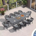 PURPLE LEAF Outdoor Dining Set with Patio Aluminium Dining Table and Wicker Rattan Chairs