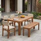 Christopher Knight Home Arman Modern 6 Piece Acacia Patio Dining Set with Wicker and Slatted Design