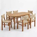 Christopher Knight Home Roya Modern 7 Piece Acacia Patio Dining Set with Wicker and Slatted Design
