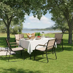 Gymax 5-Piece Patio Dining Set w/ Wood-Look Armrests Durable Metal Frame & DPC Tabletop