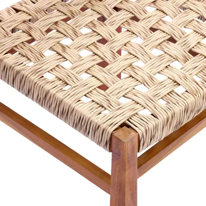 Christopher Knight Home Justin 7 Piece Farmhouse Outdoor Acacia Wood Wicker Dining Chairs with Slatted Table