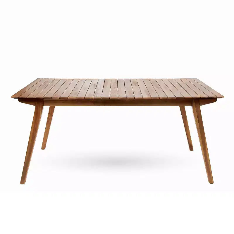 Christopher Knight Home Justin 7 Piece Farmhouse Outdoor Acacia Wood Wicker Dining Chairs with Slatted Table