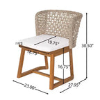 Christopher Knight Home Danio Modern 5 Piece Outdoor Acacia Wood Dining Set with Slatted Table and Wicker Back