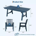 Garvee Outdoor Patio Dining Table Set for 6, 7 Piece HDPE Dining Tables Set with Umbrella Hole, Aluminum Frame, All-Weather 6 Garden Dining Chairs