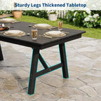 Garvee Outdoor Patio Dining Table Set for 6, 7 Piece HDPE Dining Tables Set with Umbrella Hole, Aluminum Frame, All-Weather 6 Garden Dining Chairs