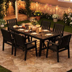 Garvee Outdoor Patio Dining Table Set for 6, 7 Piece HDPE Dining Tables Set with Umbrella Hole, Aluminum Frame, All-Weather 6 Garden Dining Chairs