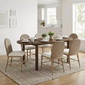 Christopher Knight Home Dori Modern 7 Piece Patio Rubberwood and Iron Dining Set with Oval Table and PE Rattan Design