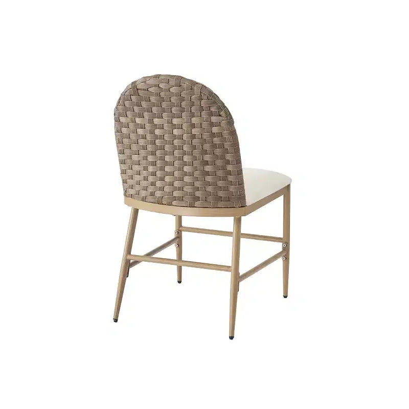 Christopher Knight Home Dori Modern 7 Piece Patio Rubberwood and Iron Dining Set with Oval Table and PE Rattan Design