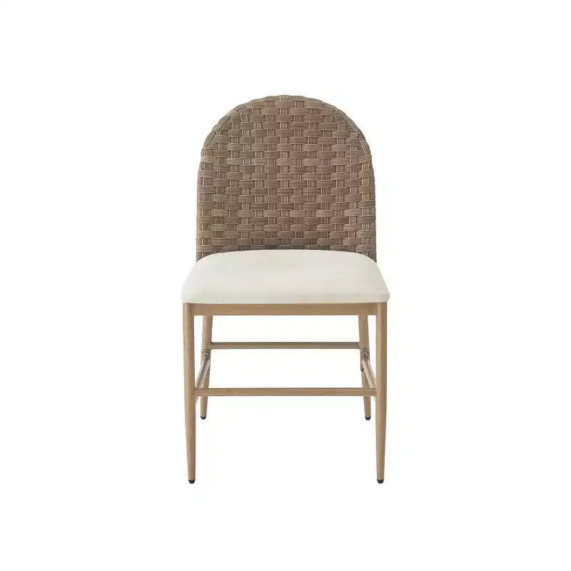 Christopher Knight Home Dori Modern 7 Piece Patio Rubberwood and Iron Dining Set with Oval Table and PE Rattan Design