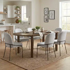 Christopher Knight Home Samori Modern 7 Piece Patio Rubberwood and Iron Dining Set with Oval Table and Upholstered Chairs