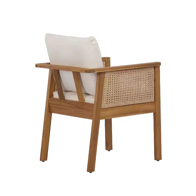 Christopher Knight Home William 7 Piece Patio Rustic Acacia Wood Rattan Dining Chairs with Slatted Table
