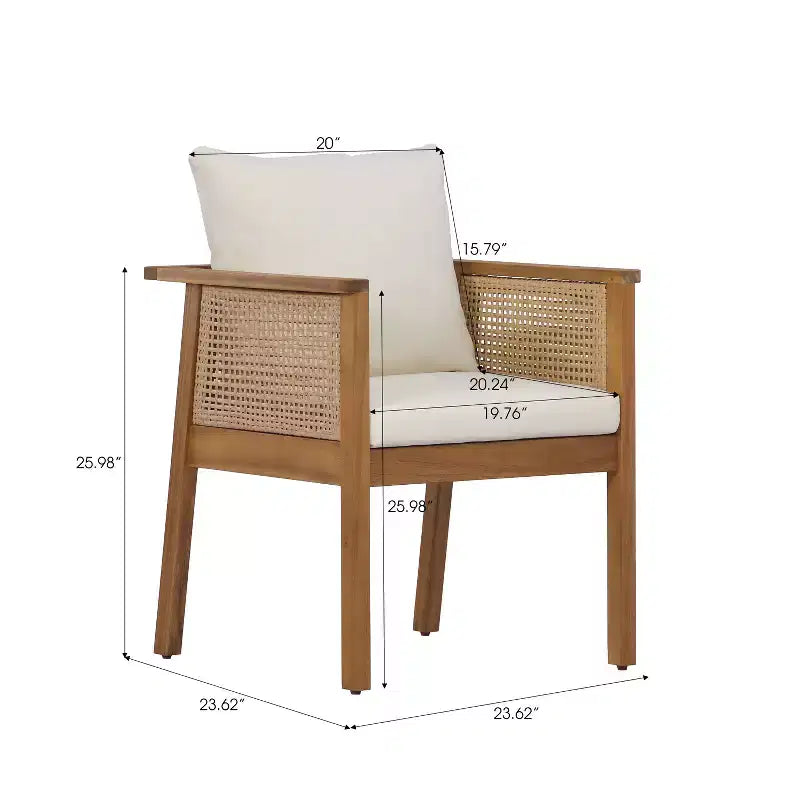 Christopher Knight Home William 7 Piece Patio Rustic Acacia Wood Rattan Dining Chairs with Slatted Table