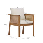 Christopher Knight Home William 7 Piece Patio Rustic Acacia Wood Rattan Dining Chairs with Slatted Table