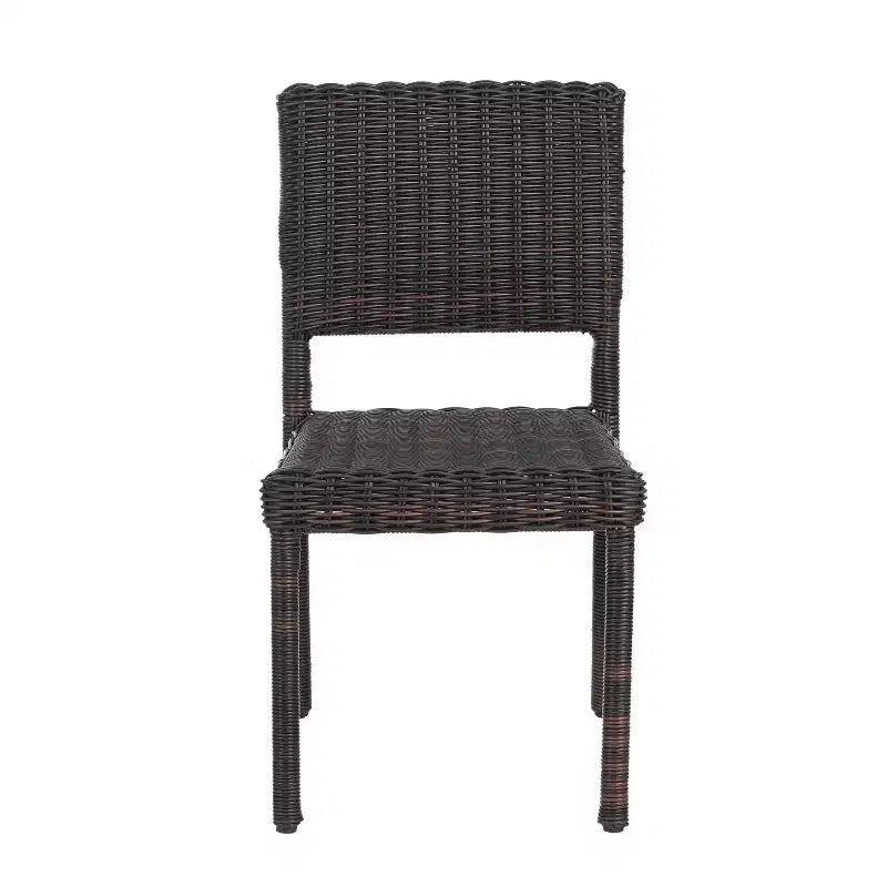 Christopher Knight Home Bobby 7 Piece Farmhouse Patio Acacia Wood Rattan Dining Set