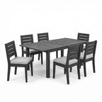 Christopher Knight Home Putra Modern 7 Piece Acacia Dining Set with Expandable Slatted Table and Cushions