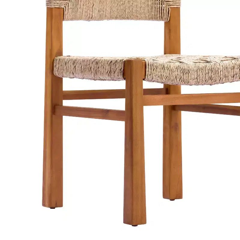 Christopher Knight Home Fineas 9 Piece Boho Outdoor Acacia Wood Dining Set with Expandable Slatted Table and Wicker Design