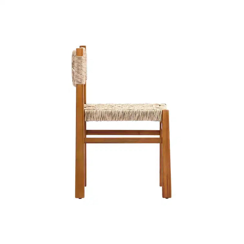 Christopher Knight Home Fineas 9 Piece Boho Outdoor Acacia Wood Dining Set with Expandable Slatted Table and Wicker Design