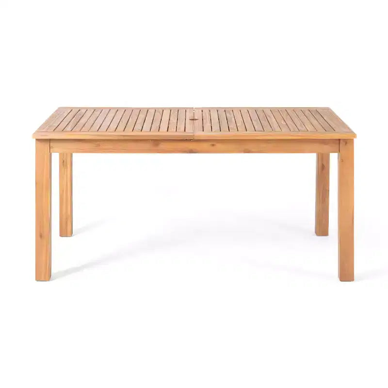 Christopher Knight Home Fineas 9 Piece Boho Outdoor Acacia Wood Dining Set with Expandable Slatted Table and Wicker Design