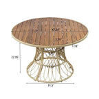 5-Piece Outdoor Patio Dining Set with Round Acacia Wood Table & 4 Woven Armchairs, Modern Garden Dining Furniture for Backyard, Deck-Panipeachy