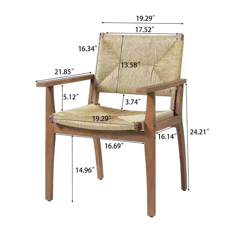 5-Piece Outdoor Patio Dining Set with Round Acacia Wood Table & 4 Woven Armchairs, Modern Garden Dining Furniture for Backyard, Deck-Panipeachy