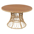 5-Piece Outdoor Patio Dining Set with Round Acacia Wood Table & 4 Woven Armchairs, Modern Garden Dining Furniture for Backyard, Deck-Panipeachy