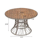 5-Piece Outdoor Patio Dining Set with Round Acacia Wood Table & 4 Woven Armchairs, Modern Garden Dining Furniture for Backyard, Deck-Panipeachy