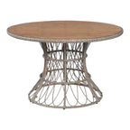 5-Piece Outdoor Patio Dining Set with Round Acacia Wood Table & 4 Woven Armchairs, Modern Garden Dining Furniture for Backyard, Deck-Panipeachy