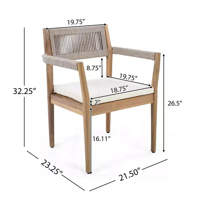 Round Pedestal Outdoor Dining Set, 5-Piece Acacia Wood Table with Slatted Top and 4 Woven Back Chairs with Cushions for Patio-Panipeachy