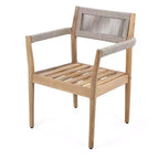 Round Pedestal Outdoor Dining Set, 5-Piece Acacia Wood Table with Slatted Top and 4 Woven Back Chairs with Cushions for Patio-Panipeachy