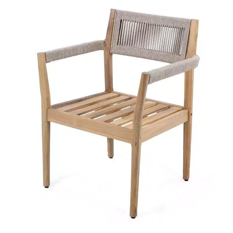 Round Pedestal Outdoor Dining Set, 5-Piece Acacia Wood Table with Slatted Top and 4 Woven Back Chairs with Cushions for Patio-Panipeachy