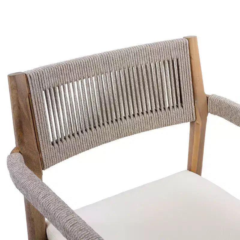 Round Pedestal Outdoor Dining Set, 5-Piece Acacia Wood Table with Slatted Top and 4 Woven Back Chairs with Cushions for Patio-Panipeachy