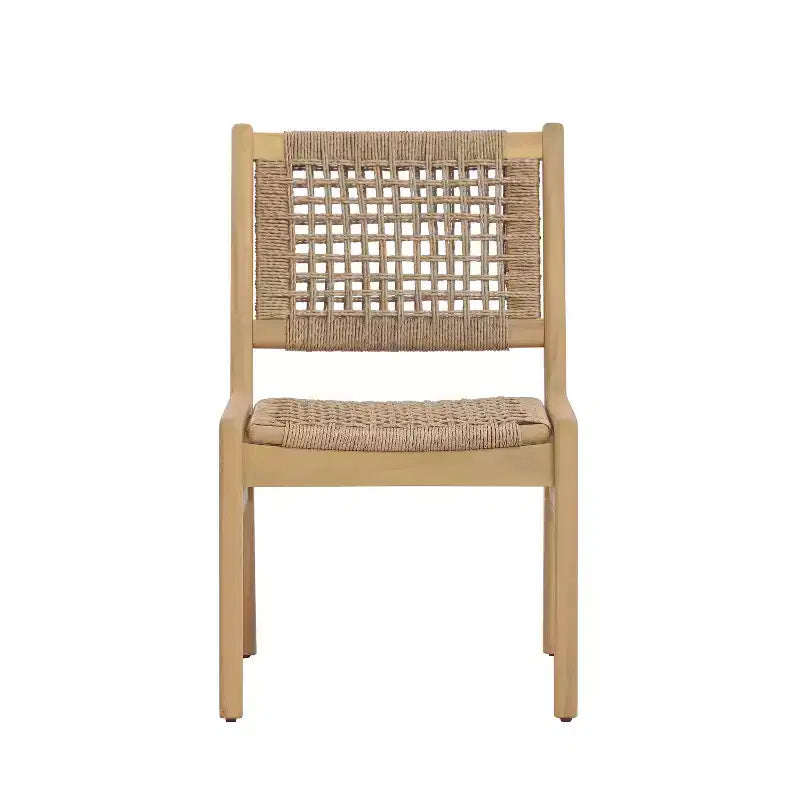 Christopher Knight Home Oksana Farmhouse 7 Piece Patio Acacia Dining Set with Rectangular Slatted Table and Wicker Design