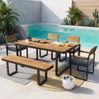 ModernLuxe 6pcs Outdoor Dining Set for 6-7, Patio Furniture Set Garden Dining Table&Chair Set with Cushions & Weather-Resistant Frame