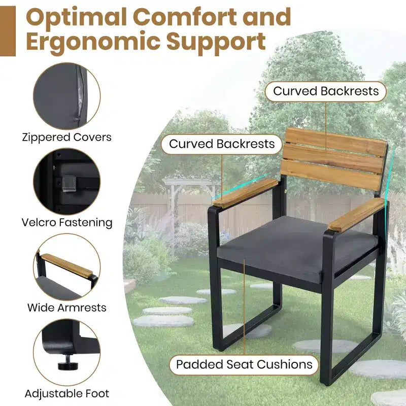 ModernLuxe 6pcs Outdoor Dining Set for 6-7, Patio Furniture Set Garden Dining Table&Chair Set with Cushions & Weather-Resistant Frame