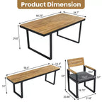 ModernLuxe 6pcs Outdoor Dining Set for 6-7, Patio Furniture Set Garden Dining Table&Chair Set with Cushions & Weather-Resistant Frame