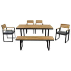 ModernLuxe 6pcs Outdoor Dining Set for 6-7, Patio Furniture Set Garden Dining Table&Chair Set with Cushions & Weather-Resistant Frame