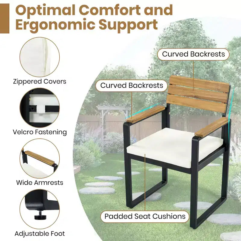 ModernLuxe 6pcs Outdoor Dining Set for 6-7, Patio Furniture Set Garden Dining Table&Chair Set with Cushions & Weather-Resistant Frame