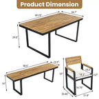ModernLuxe 6pcs Outdoor Dining Set for 6-7, Patio Furniture Set Garden Dining Table&Chair Set with Cushions & Weather-Resistant Frame