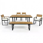 ModernLuxe 6pcs Outdoor Dining Set for 6-7, Patio Furniture Set Garden Dining Table&Chair Set with Cushions & Weather-Resistant Frame
