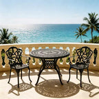 3-Piece Cast Aluminum Patio Dining Set, Black Rust Resistant Frame with Water Resistant Cushions
