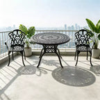 3-Piece Cast Aluminum Patio Dining Set, Black Rust Resistant Frame with Water Resistant Cushions